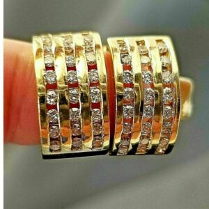 0.96 Ct G-H/VS Natural Diamonds Women Huggie Earrings, 18Kt Gold