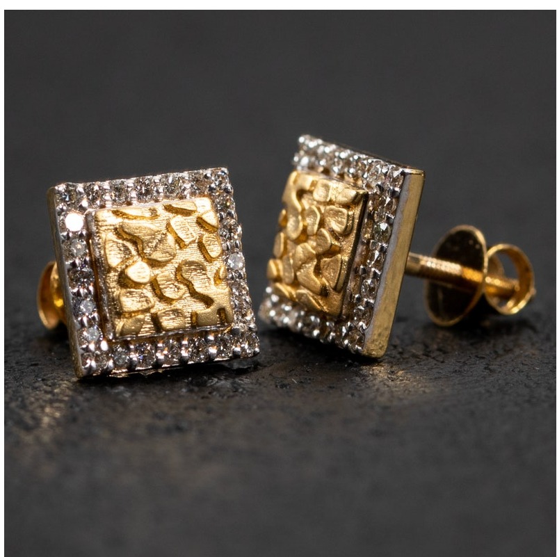 1 Ct G-H/VS Certified Diamonds Women Stud Earrings, 18Kt Yellow Gold