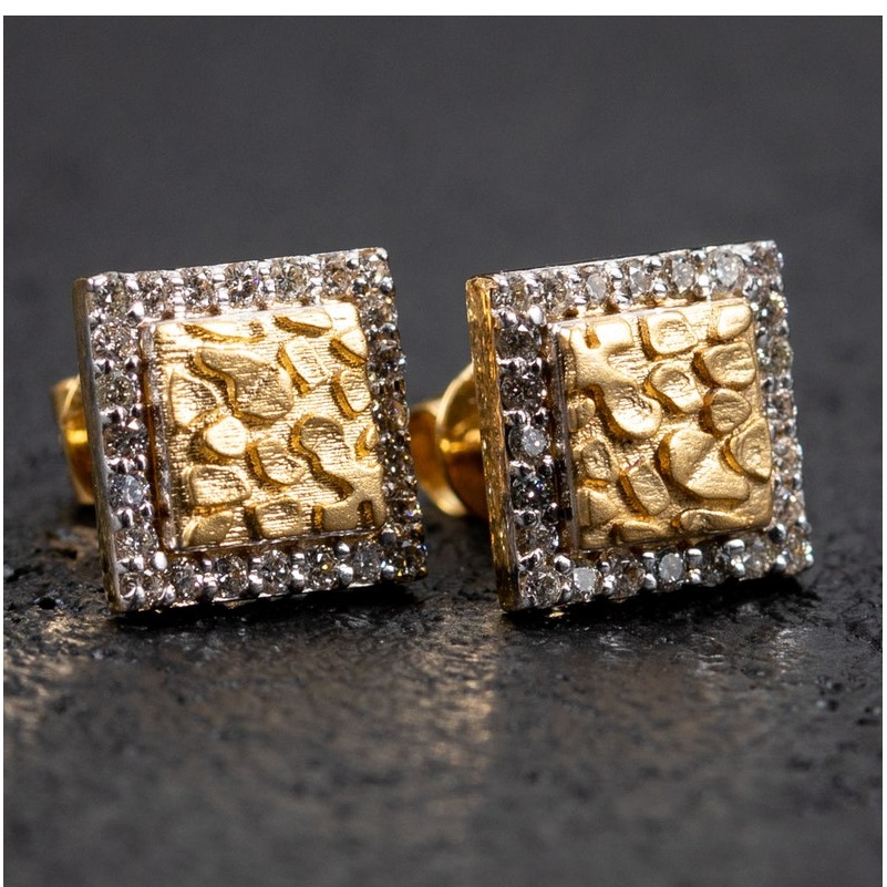 1 Ct G-H/VS Certified Diamonds Women Stud Earrings, 18Kt Yellow Gold