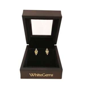 18 Kt Solid Yellow Gold Cubic Zircon Double O Stud Women Earrings Fine Jewelry