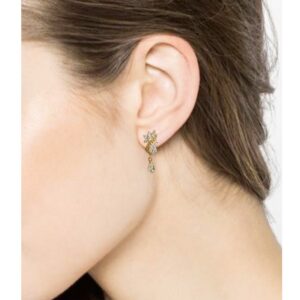 18 Kt Solid Yellow Gold Cubic Zirconia CZ Stud Drop Women Earrings Fine Jewelry