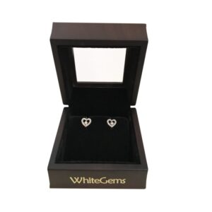 18 Kt Solid Yellow Gold Cubic Zirconia CZ Heart Stud Women Earrings Fine Jewelry