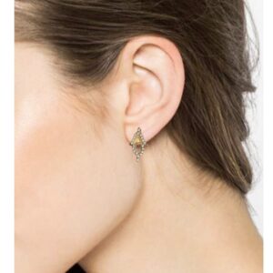 18 Kt Solid Fine Yellow Gold Cubic Zirconia CZ Stud Women Earrings Fine Jewelry