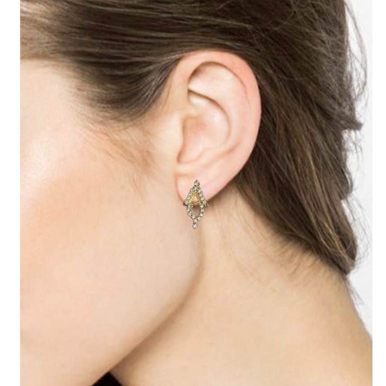18 Kt Solid Fine Yellow Gold Cubic Zirconia CZ Stud Women Earrings Fine Jewelry