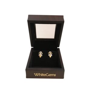 18 Kt Solid Fine Yellow Gold Cubic Zirconia CZ Stud Women Earrings Fine Jewelry
