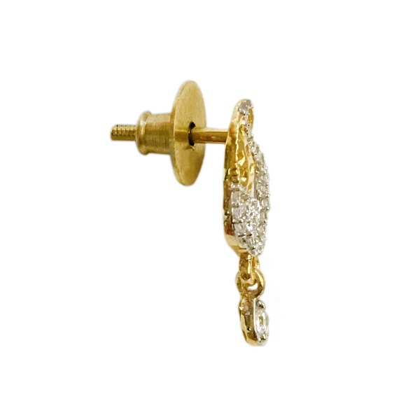 18 Kt Solid Fine Yellow Gold Cubic Zirconia CZ Stud Drop Classy Women'S Earrings