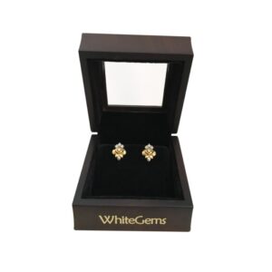 18 Kt Solid Fine Yellow Gold Cubic Zirconia Stud Women's Earrings Fine Jewelry