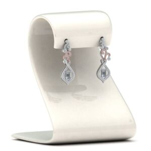 14 Kt White & Rose Solid Gold Emerald Cubic Zirconia Dangle Drop Women Earrings