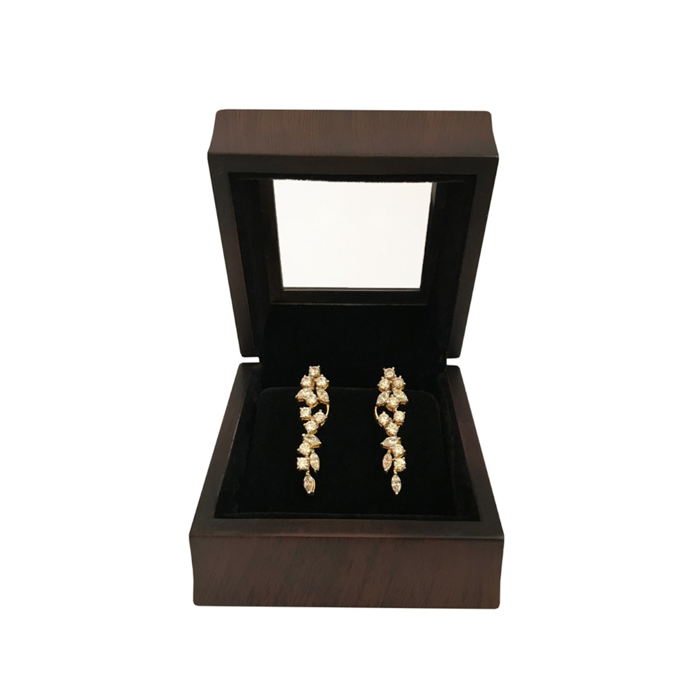 18 Kt Solid Yellow Gold Cubic Zirconia CZ Dangle Drop Screw Back Women Earrings