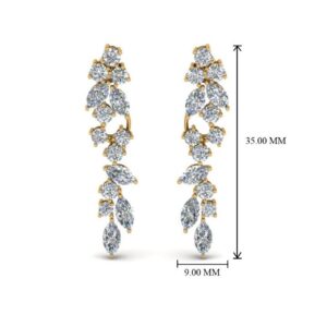 18 Kt Solid Yellow Gold Cubic Zirconia CZ Dangle Drop Screw Back Women Earrings