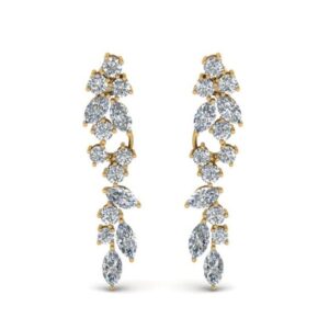 18 Kt Solid Yellow Gold Cubic Zirconia CZ Dangle Drop Screw Back Women Earrings