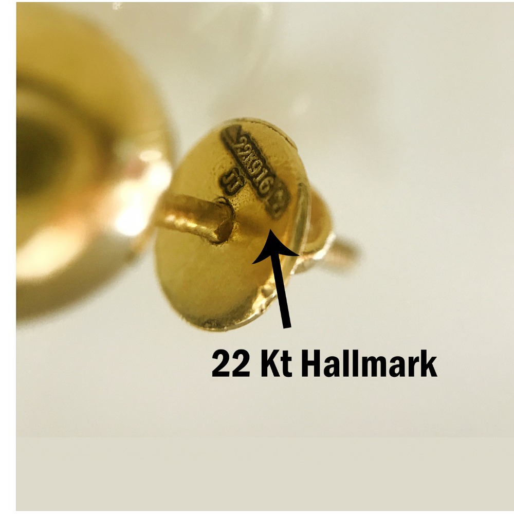 Round Ball 22 Kt Hallmark Real Solid Yellow Gold Screw Back Stud Earrings 3 Gms
