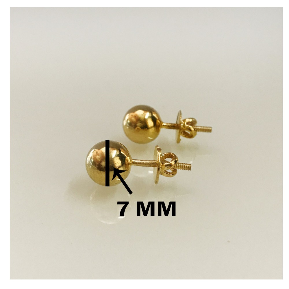 Round Ball 22 Kt Hallmark Real Solid Yellow Gold Screw Back Stud Earrings 3 Gms