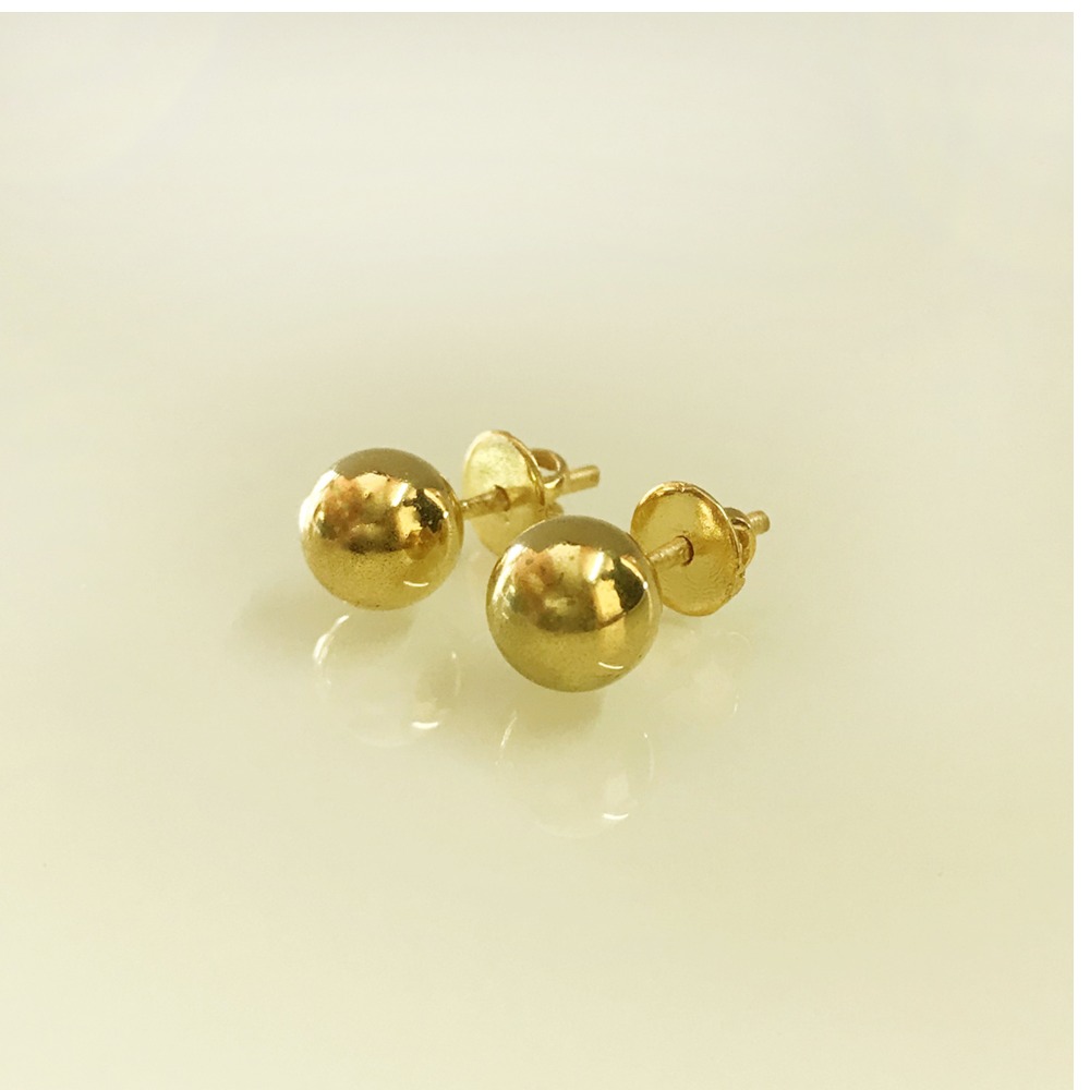 Round Ball 22 Kt Hallmark Real Solid Yellow Gold Screw Back Stud Earrings 3 Gms