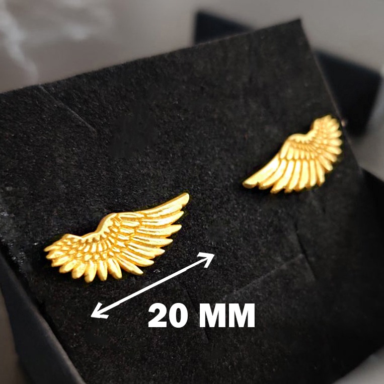 22 Kt Real Solid Yellow Gold Isis Egyptian Godess Wings Stud Climber Earrings