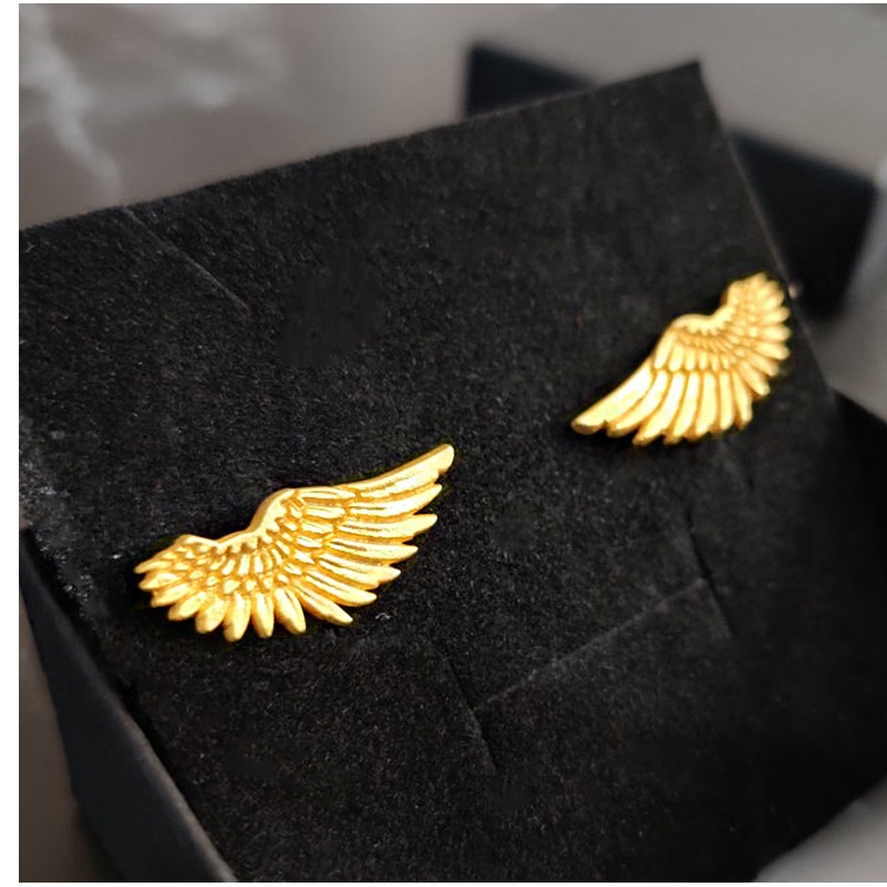 22 Kt Real Solid Yellow Gold Isis Egyptian Godess Wings Stud Climber Earrings