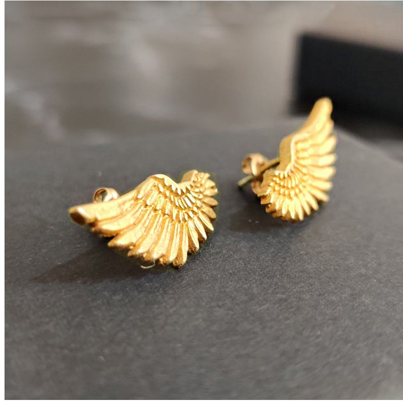 22 Kt Real Solid Yellow Gold Isis Egyptian Godess Wings Stud Climber Earrings