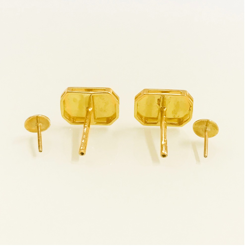 22Kt Real Solid Yellow Gold Stud Screw Back Women'S Men'S Earrings 6 Grams