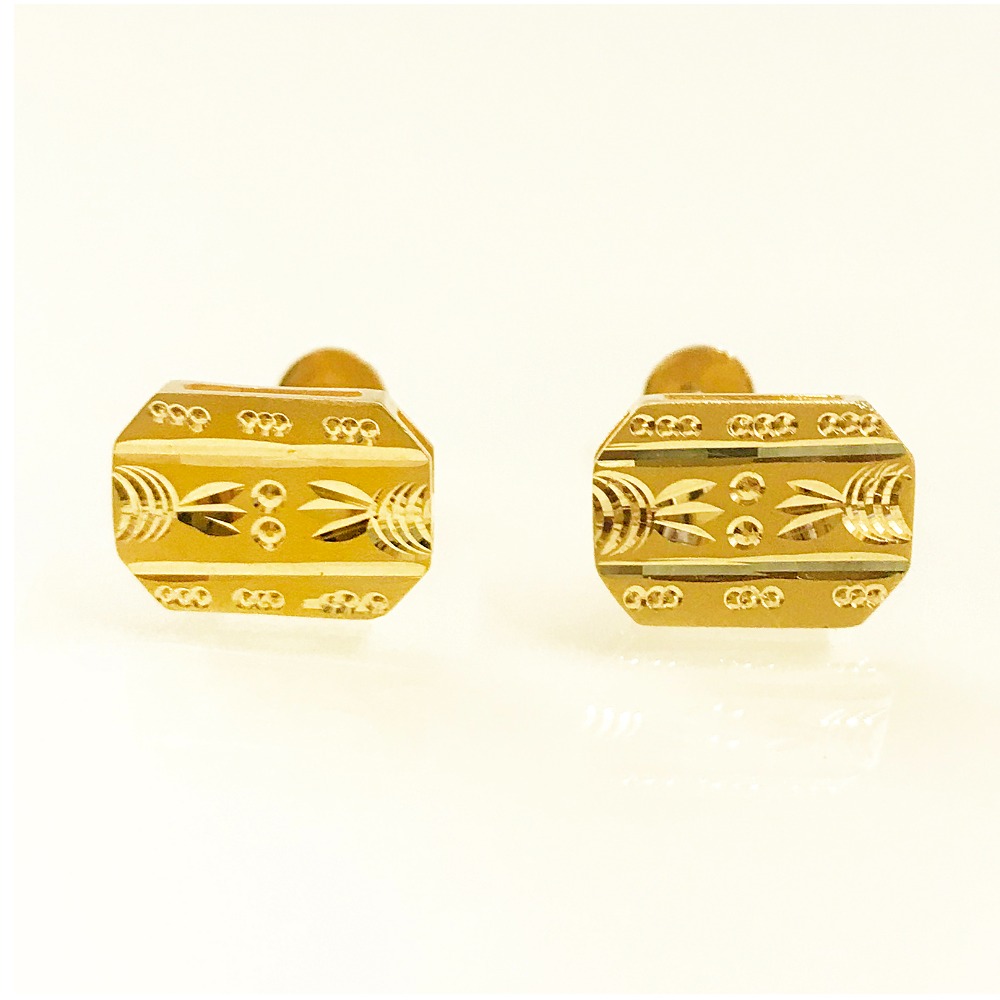 22Kt Real Solid Yellow Gold Stud Screw Back Women'S Men'S Earrings 6 Grams
