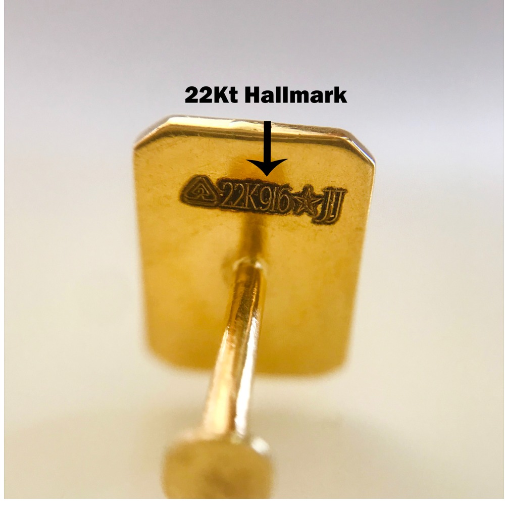 22Kt Real Solid Yellow Gold Stud Screw Back Eagle Women'S Men'S Earrings 6 Gram