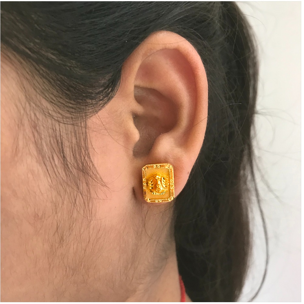 22Kt Real Solid Yellow Gold Stud Screw Back Eagle Women'S Men'S Earrings 6 Gram