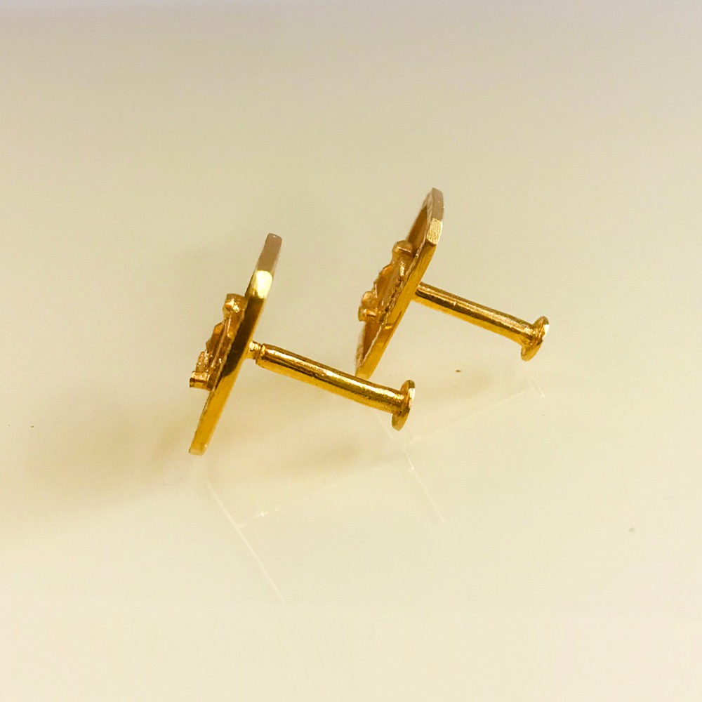 22Kt Real Solid Yellow Gold Stud Screw Back Eagle Women'S Men'S Earrings 6 Gram