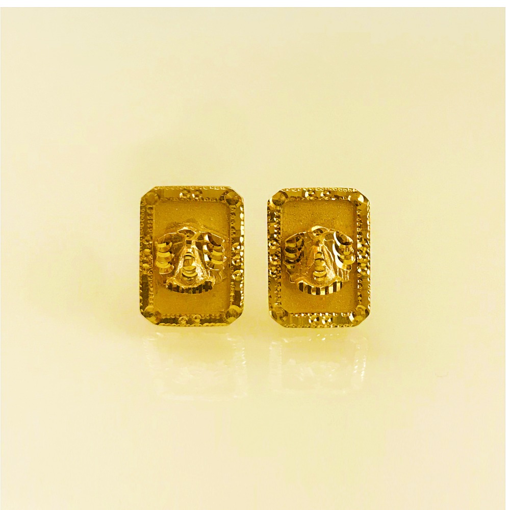 22Kt Real Solid Yellow Gold Stud Screw Back Eagle Women'S Men'S Earrings 6 Gram