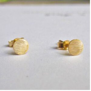 22 Kt Stamped Real Solid Yellow Gold Circle Minimalist Stud Women'S Earrings