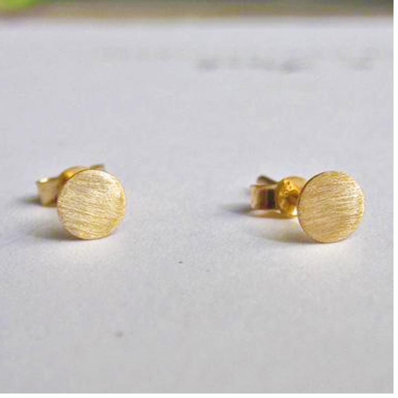 22 Kt Stamped Real Solid Yellow Gold Circle Minimalist Stud Women'S Earrings