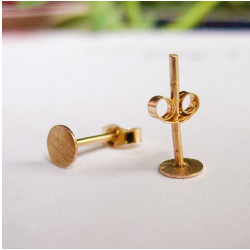 22 Kt Stamped Real Solid Yellow Gold Circle Minimalist Stud Women'S Earrings