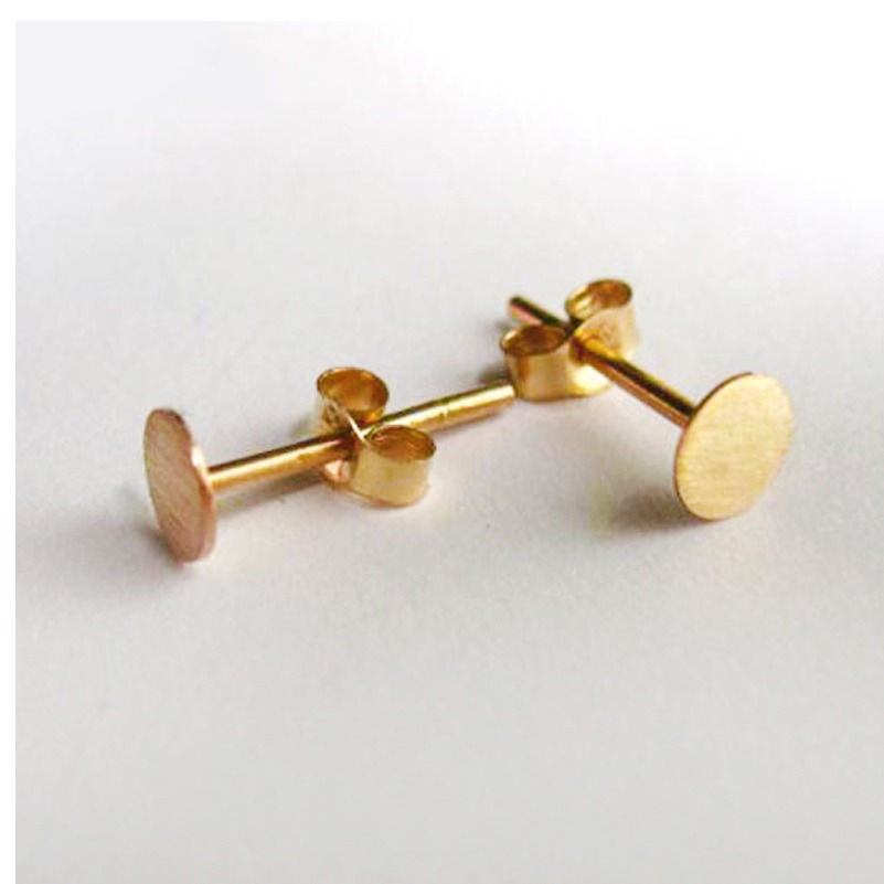 22 Kt Stamped Real Solid Yellow Gold Circle Minimalist Stud Women'S Earrings