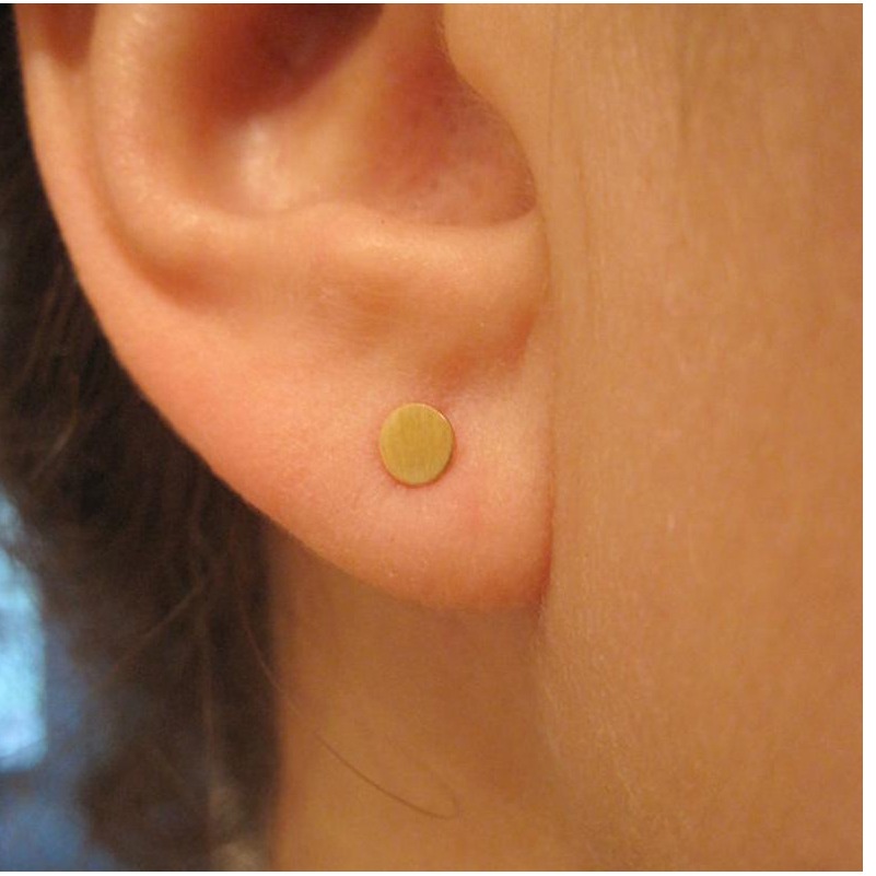 22 Kt Stamped Real Solid Yellow Gold Circle Minimalist Stud Women'S Earrings