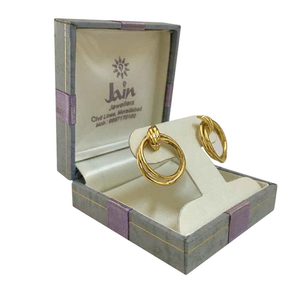 18 Kt Real Solid Yellow Gold Screw Back Women'S Stud Round Earrings 10.600 Grams
