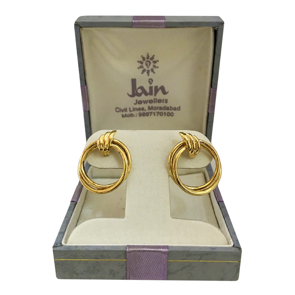 18 Kt Real Solid Yellow Gold Screw Back Women'S Stud Round Earrings 10.600 Grams