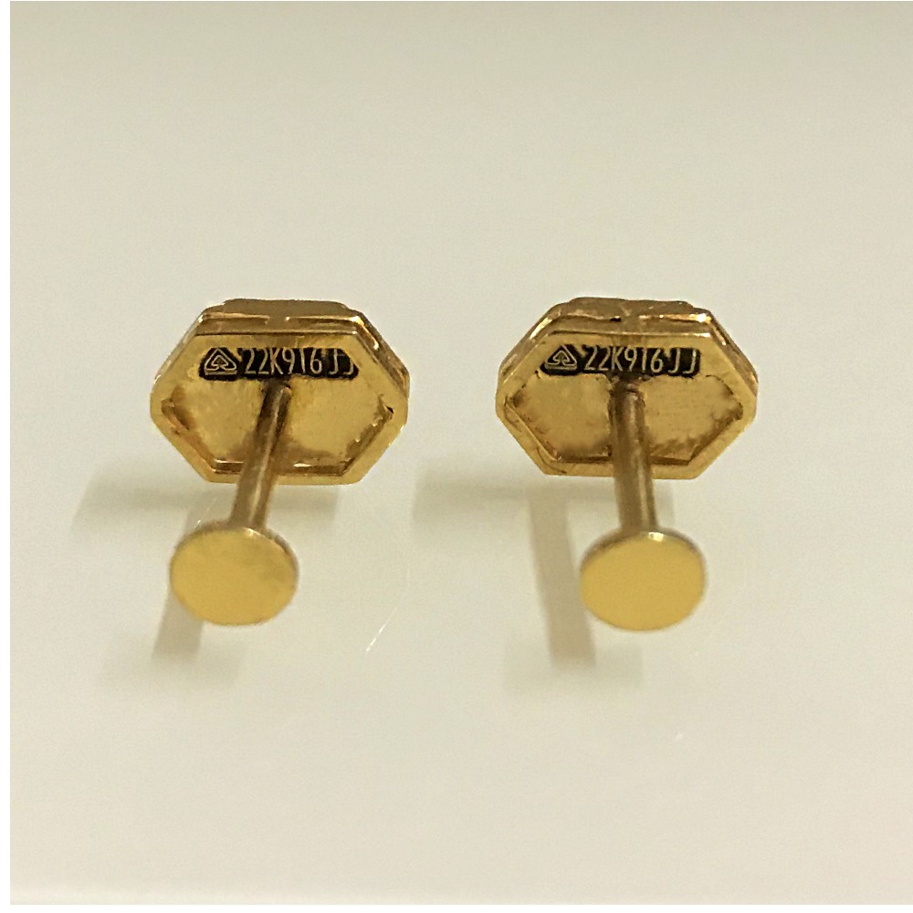 22 Kt Real Solid Yellow Gold Stud Screw Back Women'S Men'S Earrings 4.100 Grams