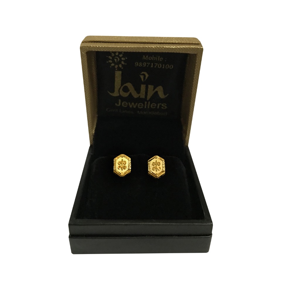 22 Kt Real Solid Yellow Gold Stud Screw Back Women'S Men'S Earrings 4.100 Grams
