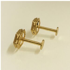 22 Kt Real Solid Yellow Gold Stud Screw Back Women'S Men'S Earrings 4.100 Grams