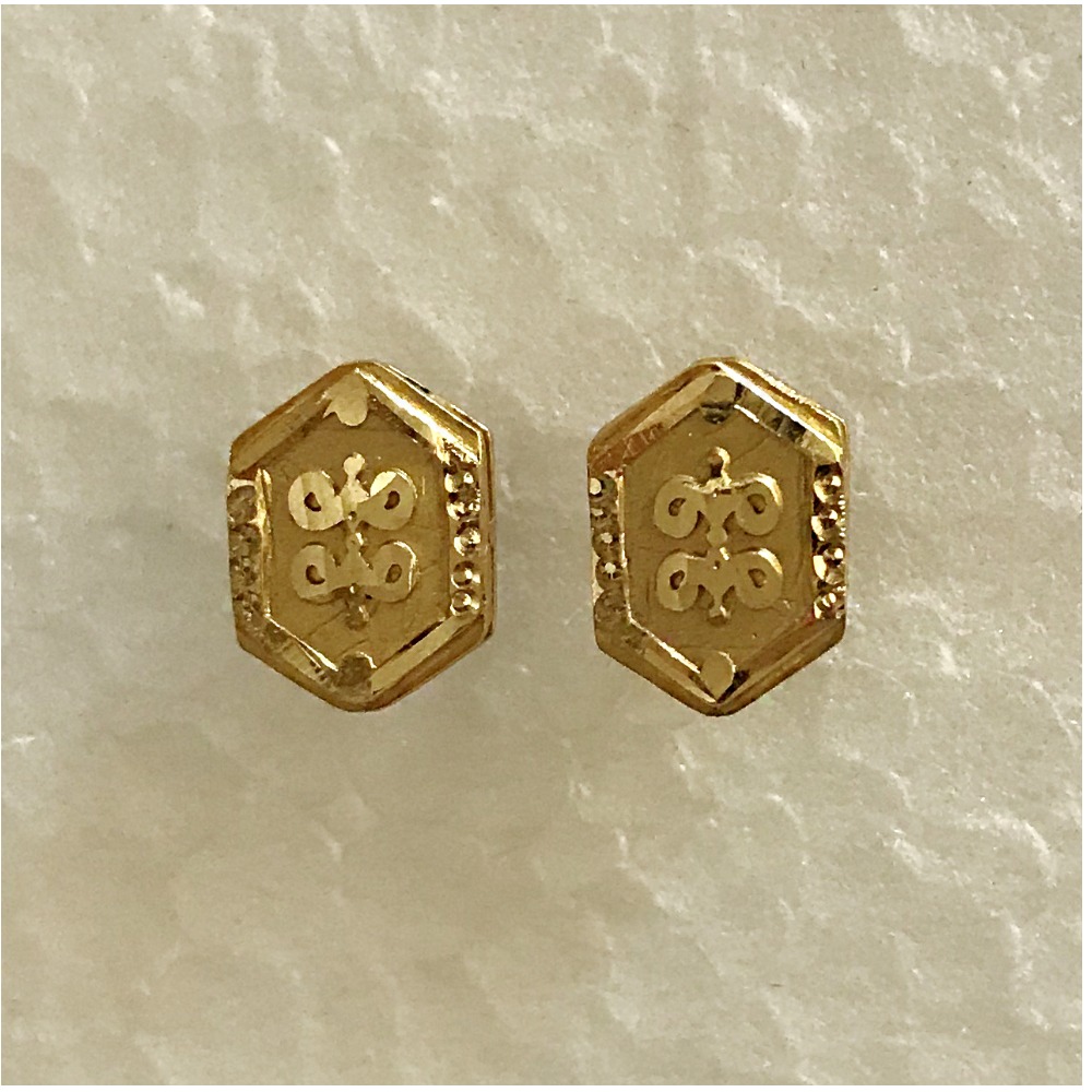 22 Kt Real Solid Yellow Gold Stud Screw Back Women'S Men'S Earrings 4.100 Grams