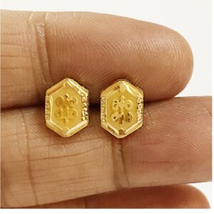 22 Kt Real Solid Yellow Gold Stud Screw Back Women'S Men'S Earrings 4.100 Grams
