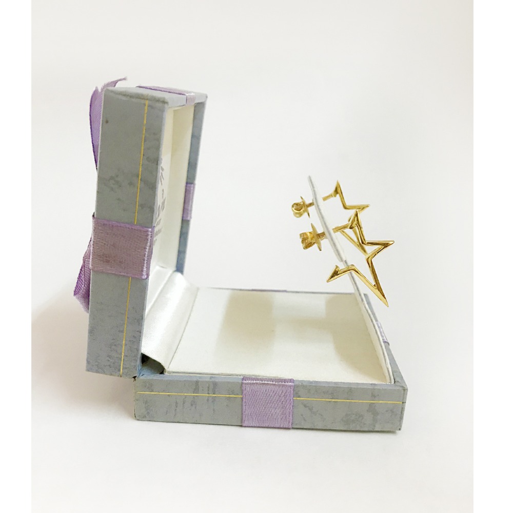 18 Kt Real Solid Yellow Gold Screw Back Women'S Stud Star Earrings 5.150 Grams
