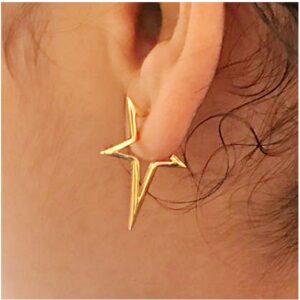 18 Kt Real Solid Yellow Gold Screw Back Women'S Stud Star Earrings 5.150 Grams