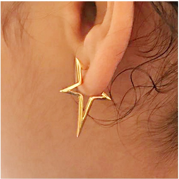18 Kt Real Solid Yellow Gold Screw Back Women'S Stud Star Earrings 5.150 Grams