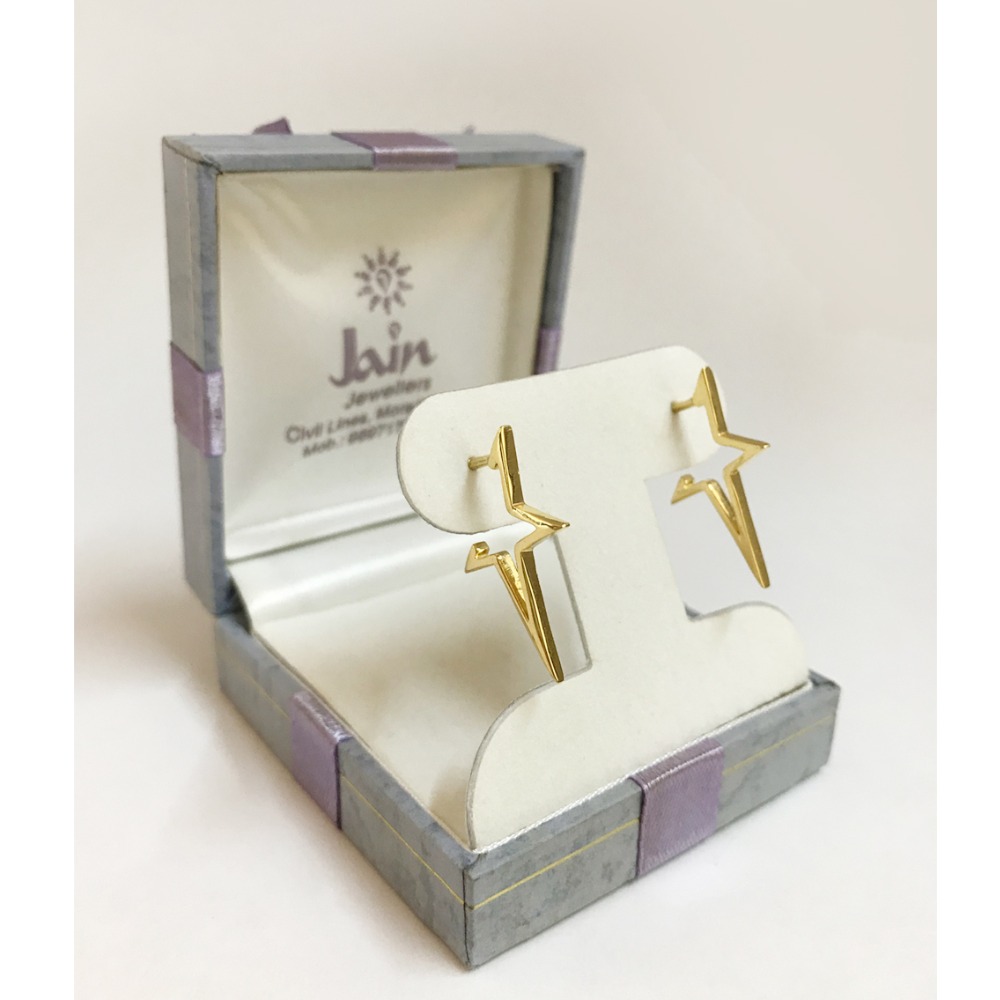 18 Kt Real Solid Yellow Gold Screw Back Women'S Stud Star Earrings 5.150 Grams