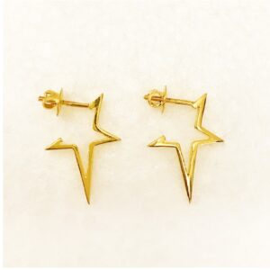 18 Kt Real Solid Yellow Gold Screw Back Women'S Stud Star Earrings 5.150 Grams
