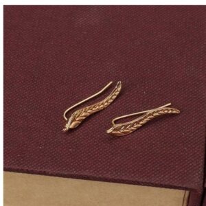 Fine Jewelry 22 Kt Hallmark Real Solid Yellow Gold Women'S Leaf Hook Earrings