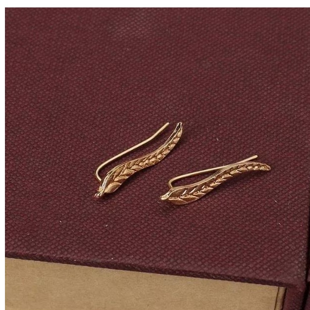 Fine Jewelry 22 Kt Hallmark Real Solid Yellow Gold Women'S Leaf Hook Earrings