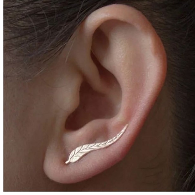 Fine Jewelry 22 Kt Hallmark Real Solid Yellow Gold Women'S Leaf Hook Earrings
