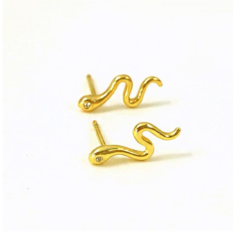 Fine Jewelry 22 Kt Hallmark Real Solid Yellow Gold Tiny Dainty CZ Stud Earrings