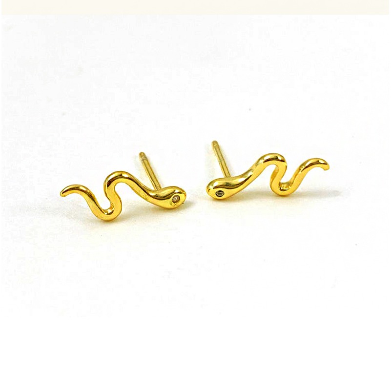Fine Jewelry 22 Kt Hallmark Real Solid Yellow Gold Tiny Dainty CZ Stud Earrings