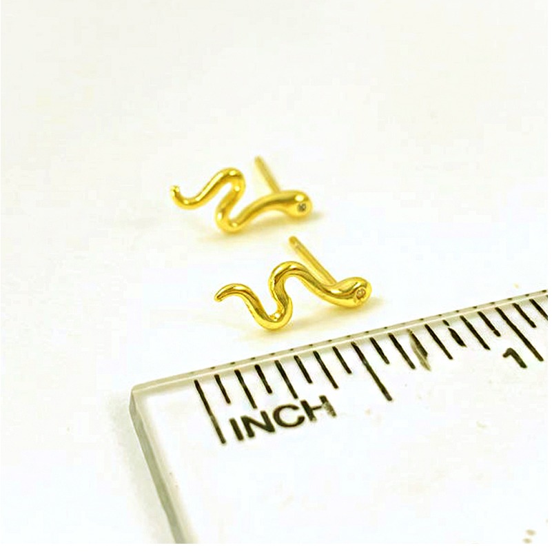 Fine Jewelry 22 Kt Hallmark Real Solid Yellow Gold Tiny Dainty CZ Stud Earrings